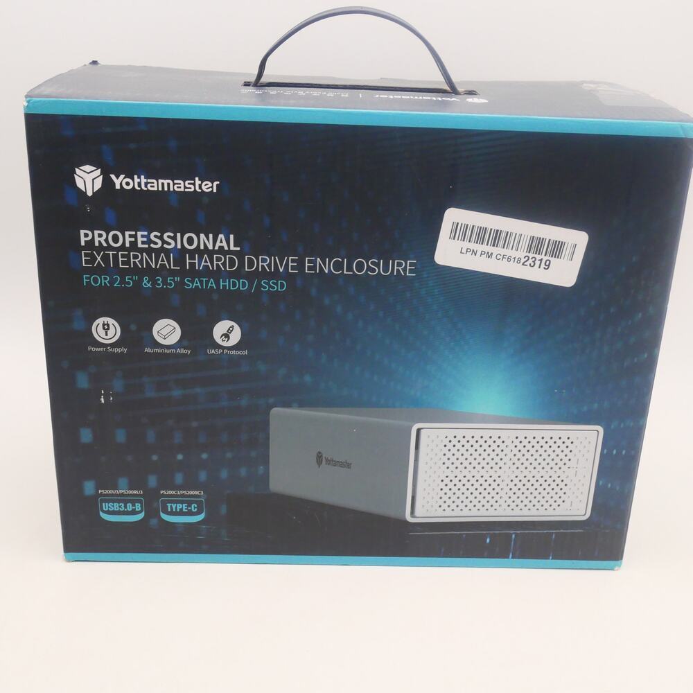 NEW Yottamaster PS200RC3 2-Bay Hard Drive Enclosure for 2.5" 3.5" SATA HDDs/SSDs